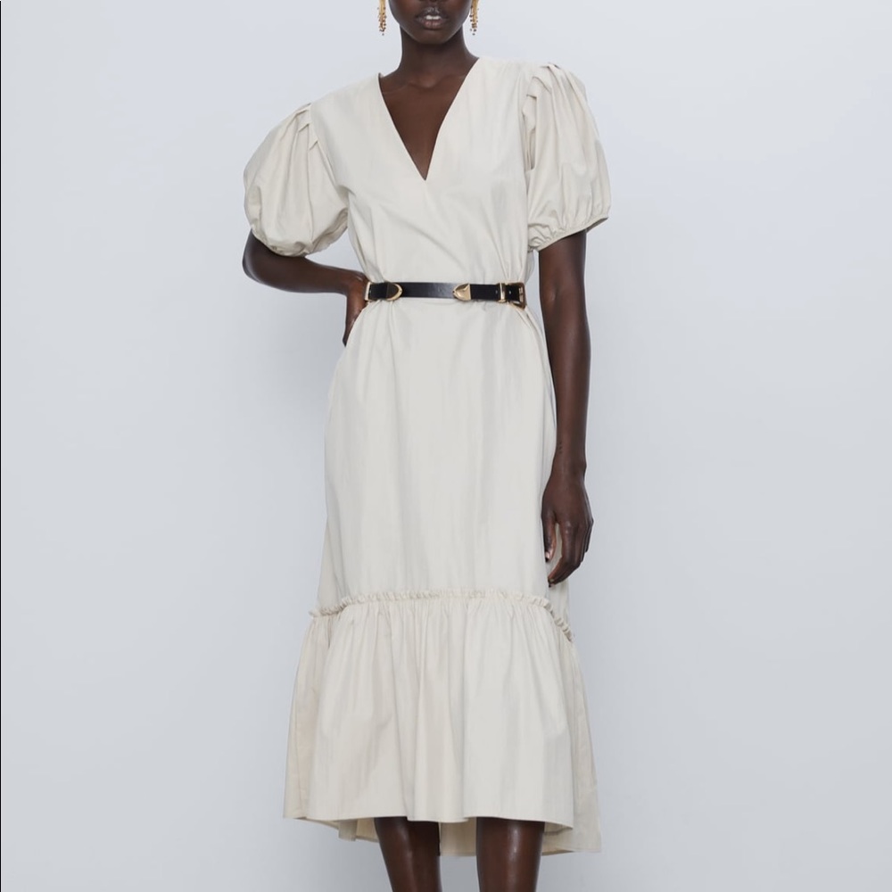 GORGEOUS ZARA NWT Poplin Dress with Balloon Sleeve